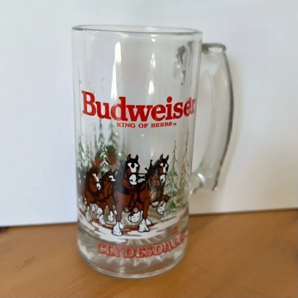 Budweiser Mug Holiday 1992 Anheuser Busch  12oz Glass - MINT Condition